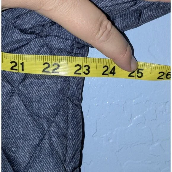 Tommy Hilfiger Womens Medium Quilted Jacket Gold Snap Buttons Zipper Gray - Picture 15 of 16